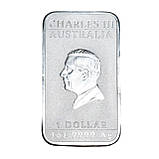 Срібна прямокутна монета 1 Oz Дракон 2024 Australia — Чистота 999.9% Чарльз 3, у капсулі, фото 8