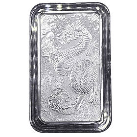 Срібна прямокутна монета 1 Oz Дракон 2024 Australia — Чистота 999.9% Чарльз 3, у капсулі