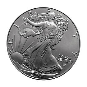 Срібна монета 1 Долар США 2024 Liberty 31,1 грама — Шапальна Свобода, Американський орел 999,9
