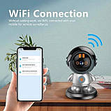 Відеорадіо няняня поворотна 8936 WiFI з 2K бездротова кімнатна камера зі зворотним зв'язком у формі робота, фото 6