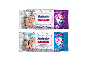 Вологі серветки Freshmaker MATBABY з клапаном 72 шт