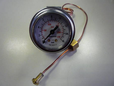 Манометр 0-16 BAR з капіляром для кавомашини BRASILIA / VIBIEMME - 1/8F - обід Ø 50мм - основа Ø 41мм, фото 1