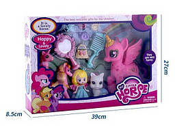 Поні HF 1002 принцеса, підсвічування, звукові ефекти, 4 конячки, гребінець, дзеркальце, аксесуари
