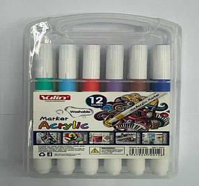 Набір акрилових маркерів 12 штук у кейсі Y 04