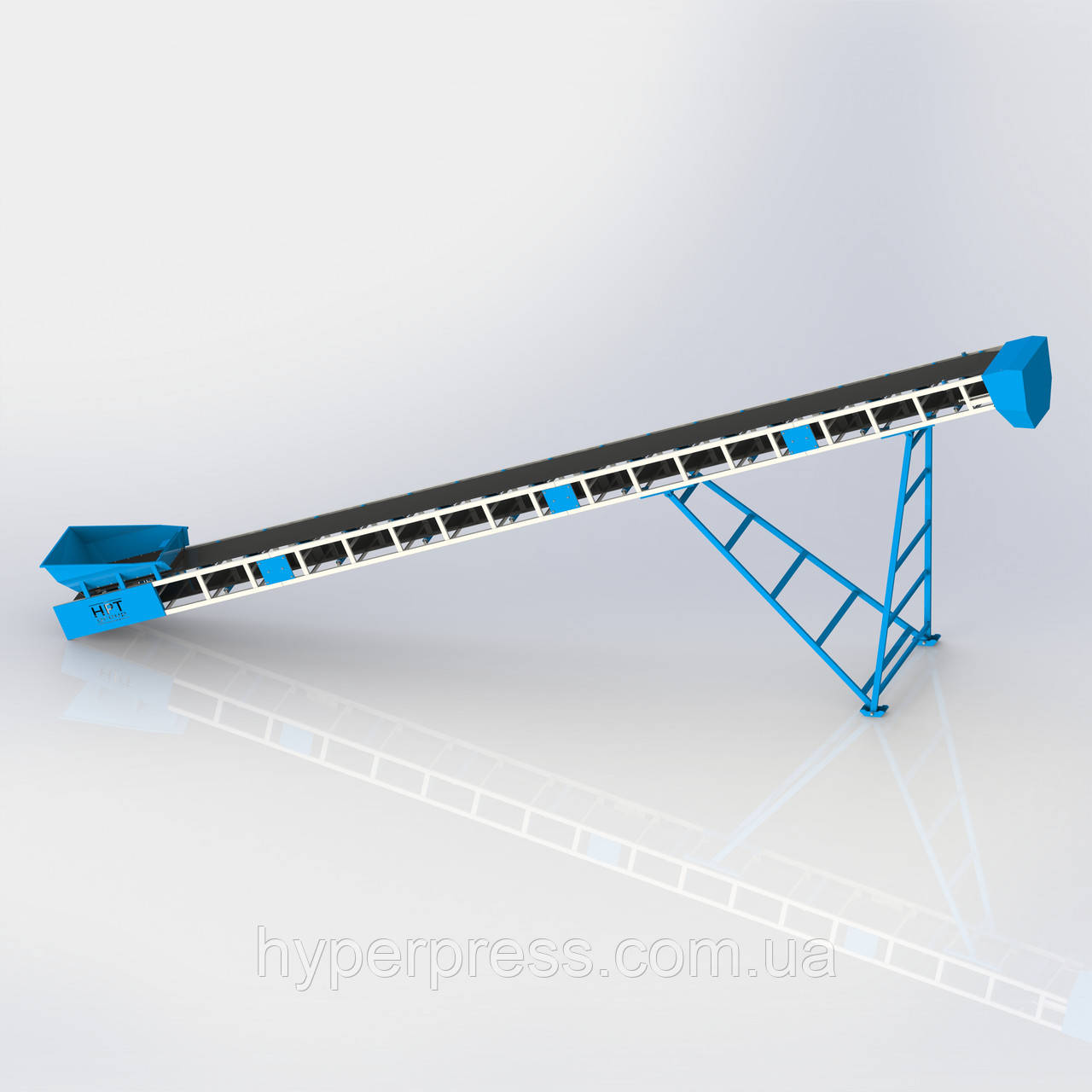Стрічковий жолобчастий транспортер Т500×10000 — промисловий конвеєр для транспортування сипучих матеріалів, фото 1