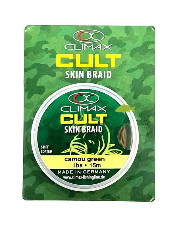 Повідковий матеріал в обплетенні Climax CULT Skin Braid 20lbs 15м (camou green, камуфляж зелений), фото 1