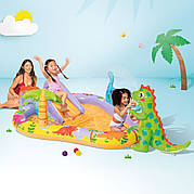 Надувний ігровий центр Intex 56139 «Діно світ» (201х157х69 см) гірка, фонтан