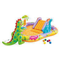 Надувний ігровий центр Intex 56139 «Діно світ» (201х157х69 см) гірка, фонтан