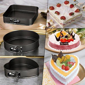 Набір роз'ємних форм для випікання "Ідеальний трикутник смаку" – серце, коло, квадрат, антипригарне покриття