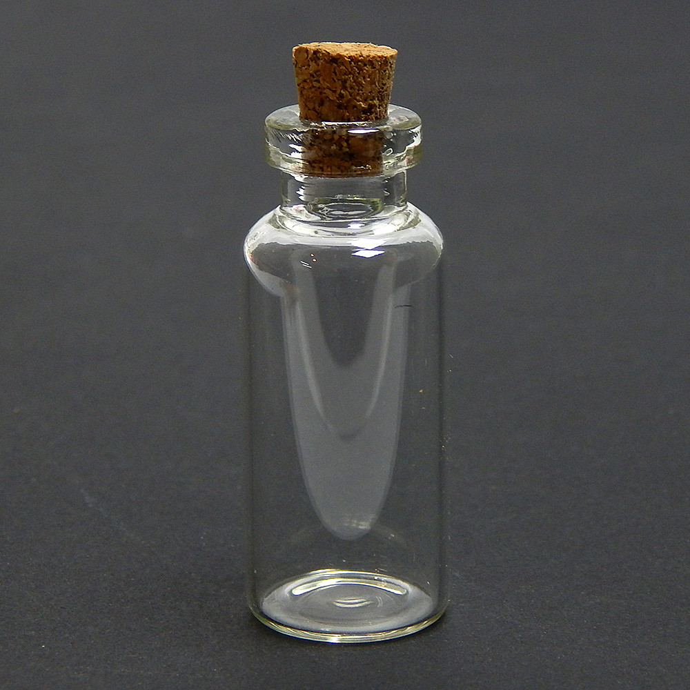 Пляшка скляна з корковою пробкою 45х18 мм, 7 мл