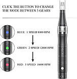 Ручка для мікроголки, електрична ручка PELCAS Derma Pen Акумуляторна регульована швидкість Dermapen мікроголки, фото 2