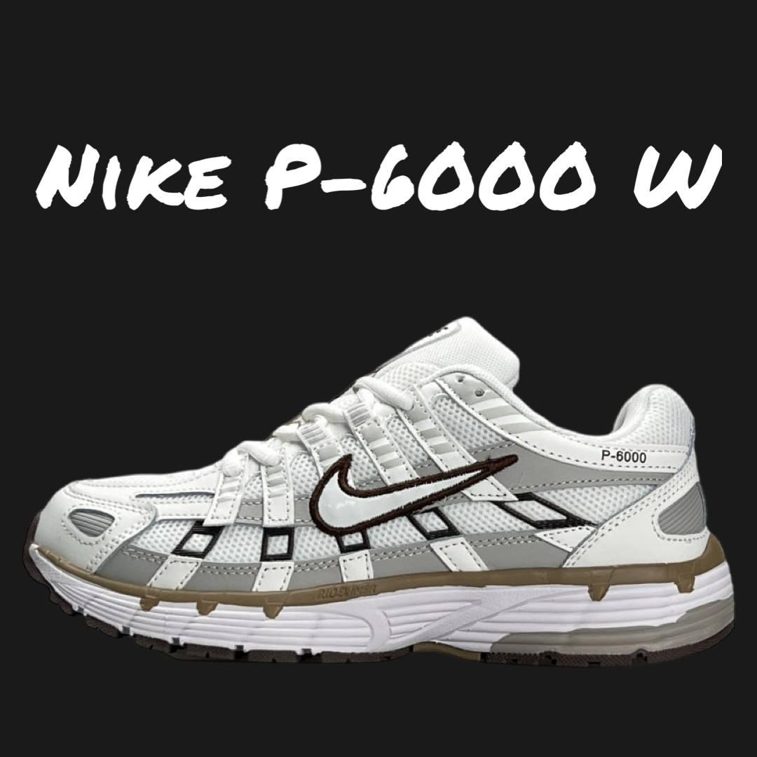 Жіночі кросівки шкіряні текстиль Nike P-6000 W White Black Brown, кеди жіночі Найк білі 36