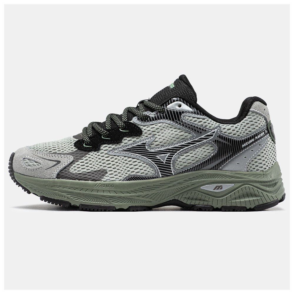 Чоловічі кросівки Mizuno Racer S Khaki Grey Black, сірі кросівки мізуно рейсер