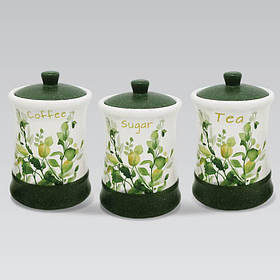 Набір ємностей керамічних 3 шт" цукру, кави, чаю Літній луг " Maestro MR-20032-03CS - MegaLavka