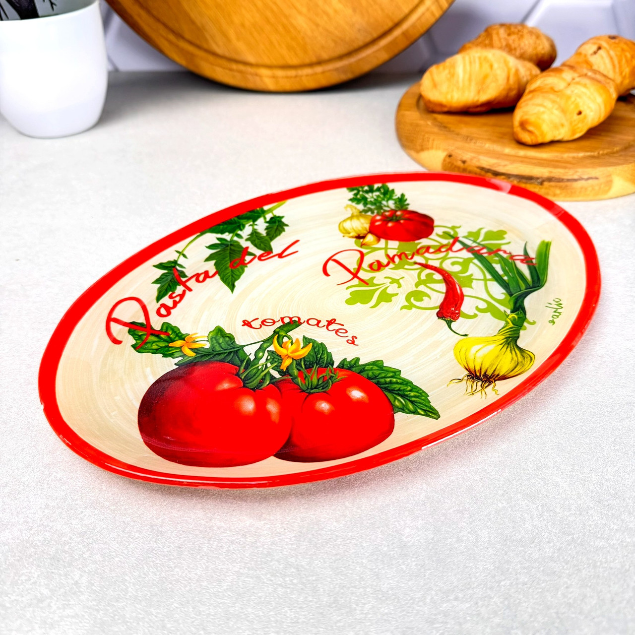 Скляне сервірувальне блюдо 29 см Томат