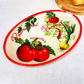 Скляне сервірувальне блюдо 29 см Томат, фото 2