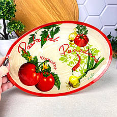 Скляне сервірувальне блюдо 29 см Томат, фото 3