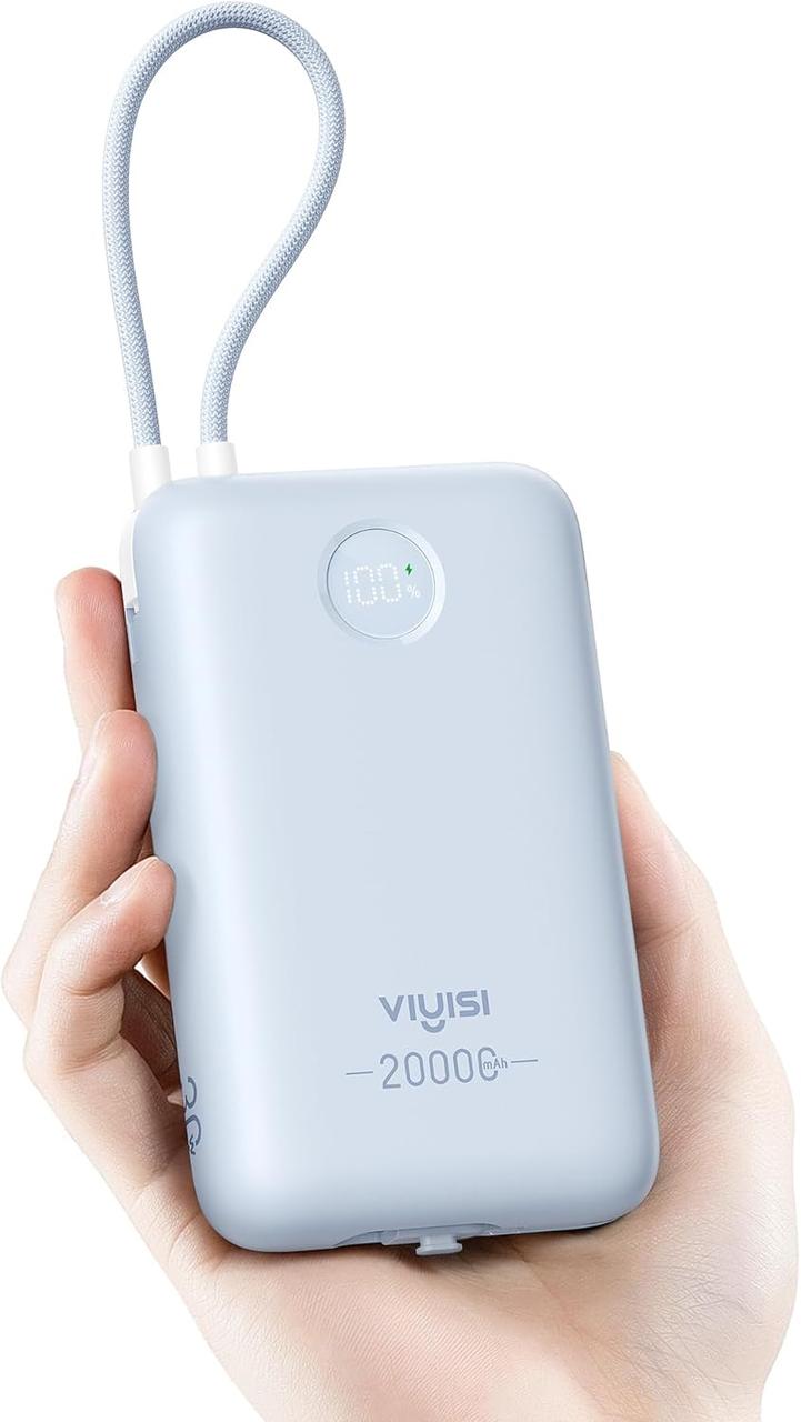 Power Bank 20000mAh 30W Портативний зарядний пристрій із швидкою зарядкою із вбудованими кабелями та світлодіодним екраном