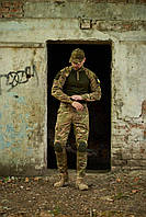 Тактичний камуфляжний костюм мультикам для військових ЗСУ, Армейська камуфляжна форма бойова Убакс і Штани з наколінниками