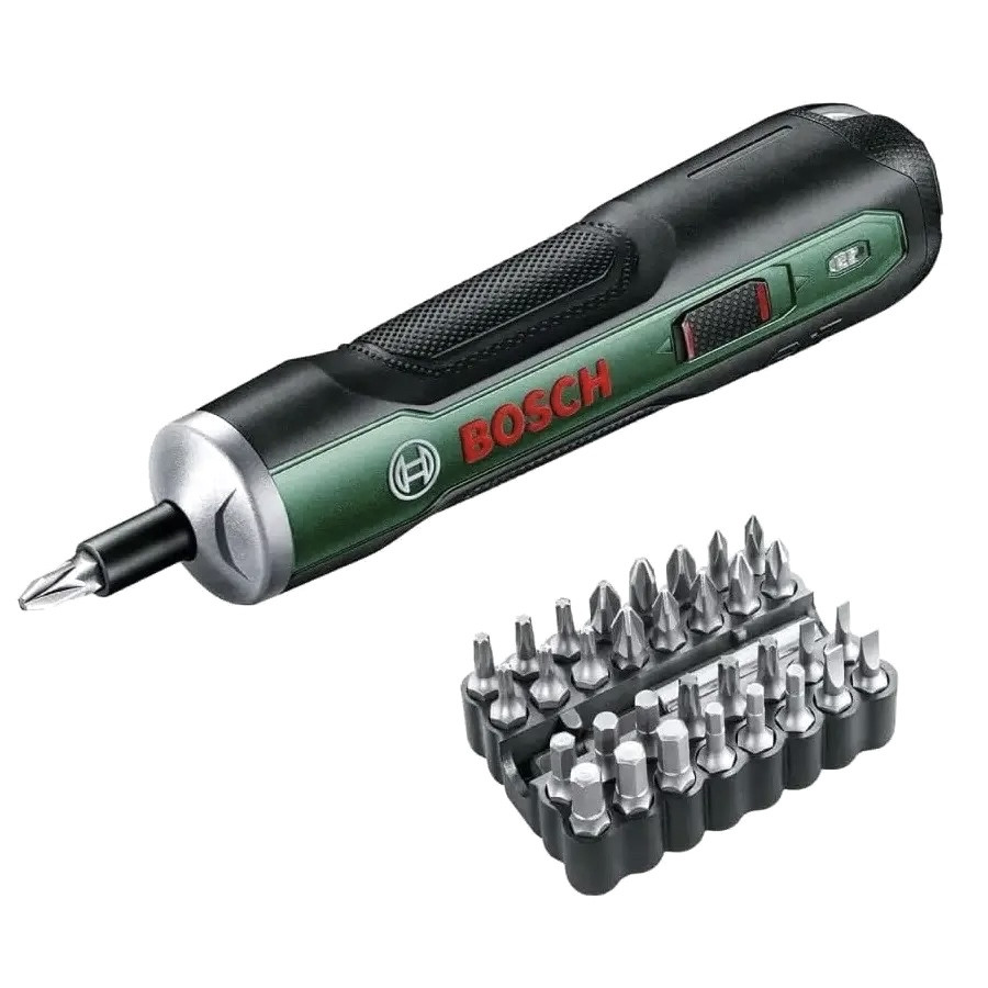 Електровикрутка акумуляторна Bosch PushDrive 3.6 В, 1.5 А·год, 5 Нм зі змінними насадками 06039C6001