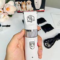 Тиха бездротова акумуляторна машинка для стриження собак і кішок Geemy GM-634 з насадками 3-12 мм