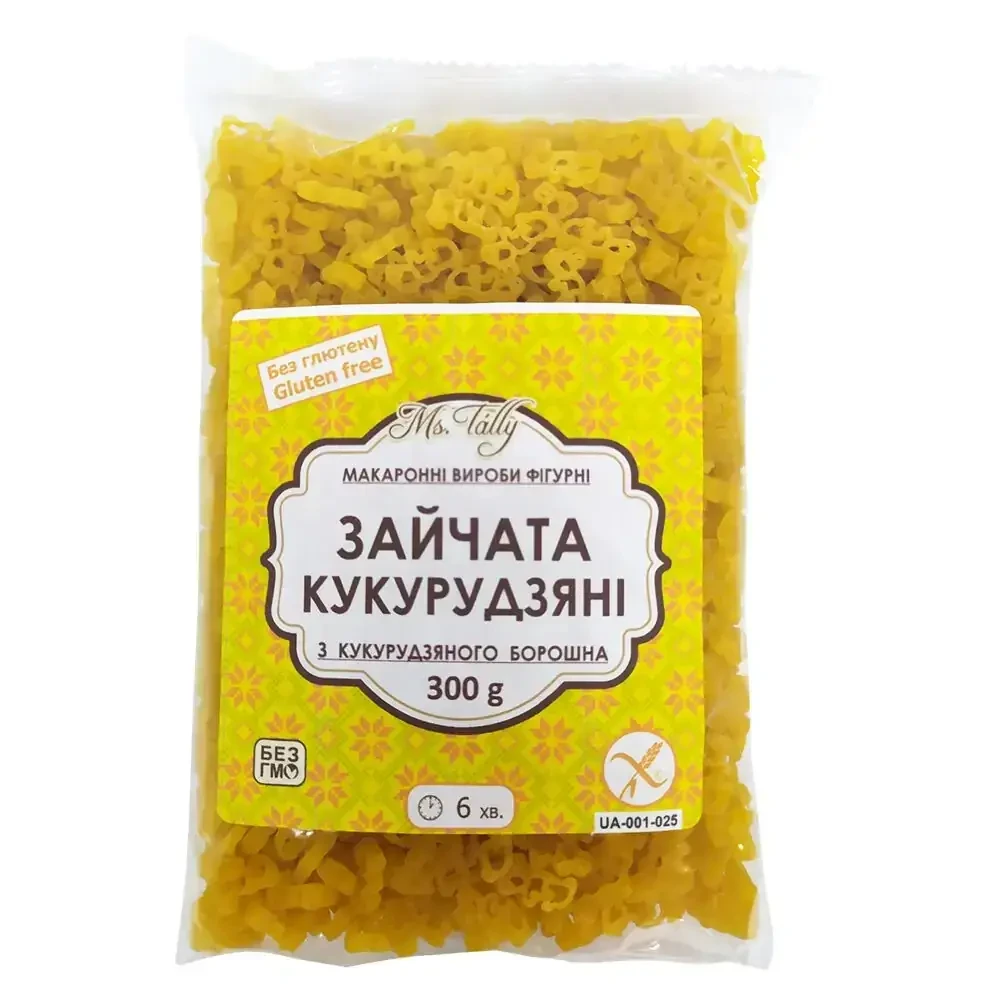 Макарони кукурудзяні "Зайчата" без глютену Ms.Tally, 300 г