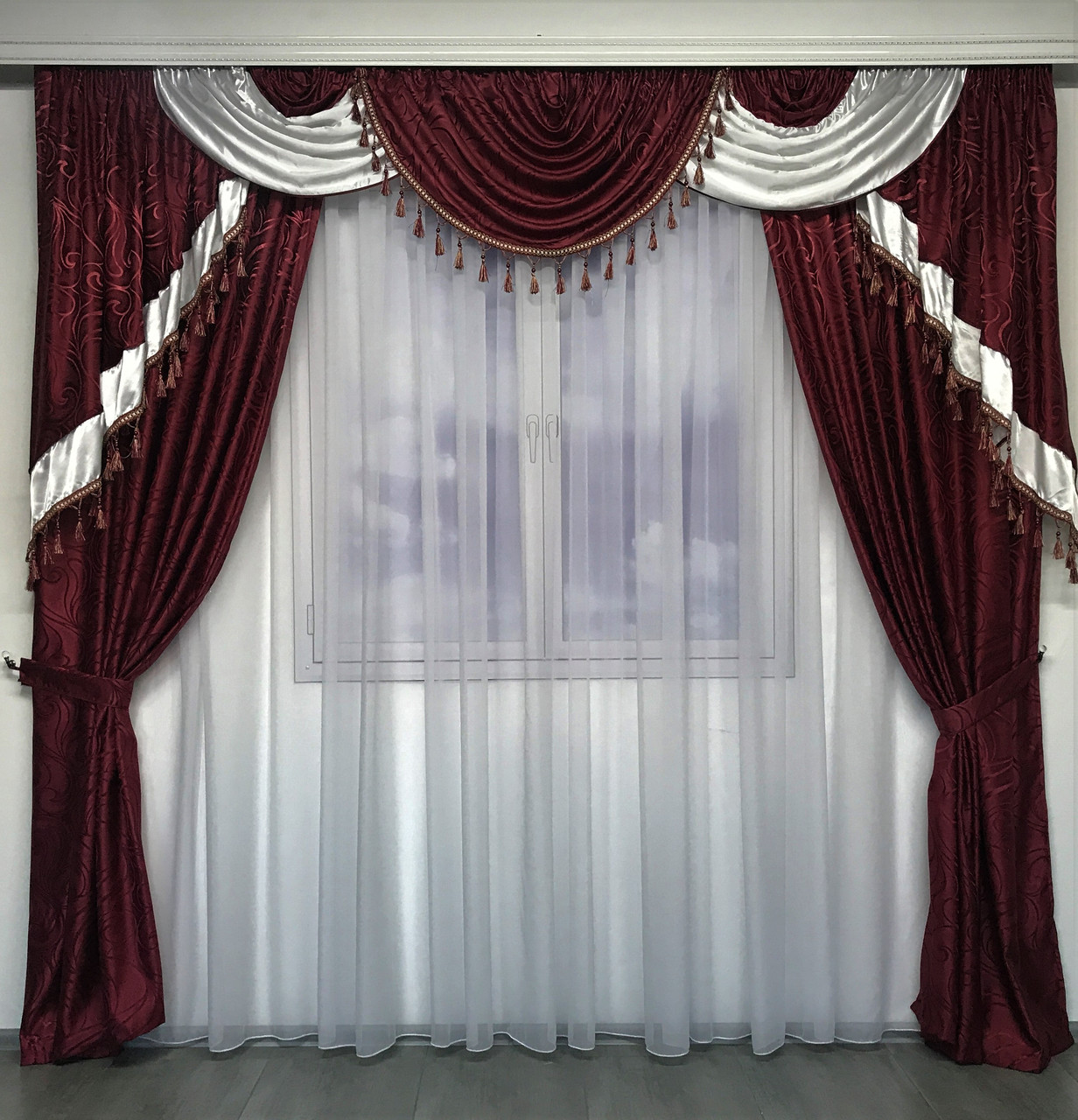 Шторний комплект із ламбрекеном для вітальні або спальні "Ніколетта"