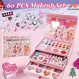 Дитяча Косметика 3 яруси  Fashion Beauty Makeup тіні рум'яна лак пензлики пилка заколки  наліпки аксесуари, фото 3