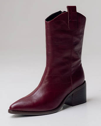 Черевики на підборах Sufinna 83968 36 бордова шкіра, фото 1