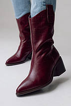 Черевики на підборах Sufinna 83968 36 бордова шкіра, фото 3