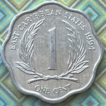 Монета Східно-Карибських штатів 1 цент 1994 р.