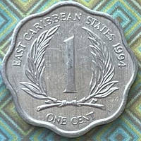 Монета Східно-Карибських штатів 1 цент 1994 р.