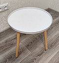 Журнальний столик круглий Nordic Style 42x42 см, металева біла стільниця з бортиком, 3 ніжки, фото 9