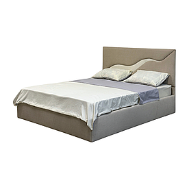 Двоспальне ліжко з підйомним механізмом BILPE Nature, м'яке узголів'я, велюр, рогожка