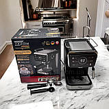 Кавомашина ріжкова на 2 л Zepline 3000 Вт з капучинатором 20 бар сенсорна, фото 9