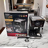 Кавомашина ріжкова на 2 л Zepline 3000 Вт з капучинатором 20 бар сенсорна, фото 10