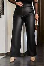 Жіночі шкіряні брюки з високою посадкою "Trendy" | Норма і батал, фото 2