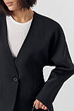 Класичний жакет без коміра чорний, фото 4