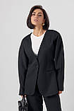 Класичний жакет без коміра чорний, фото 5