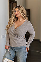 Легка кофтинка в рубчик на запах "Aura" | Батал