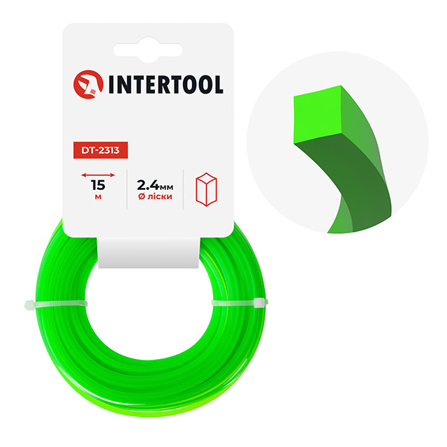 Лиска для тримера "квадрат", 2.4 мм x 15 м INTERTOOL DT-2313
