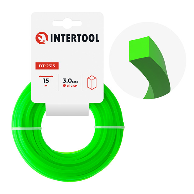 Лиска для тримера "квадрат", 3.0 мм x 15 м INTERTOOL DT-2315