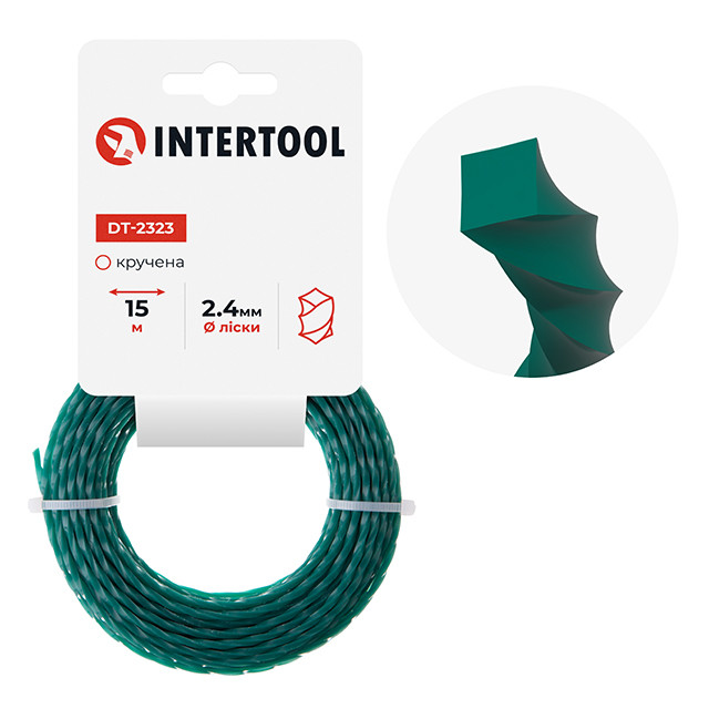 Лиска для тримера "квадрат" кручена, 2.4 мм x 15 м INTERTOOL DT-2323