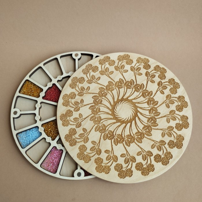 Органайзер для бісеру з дерев'яною кришкою на 32 клітинки (060414), фото 1