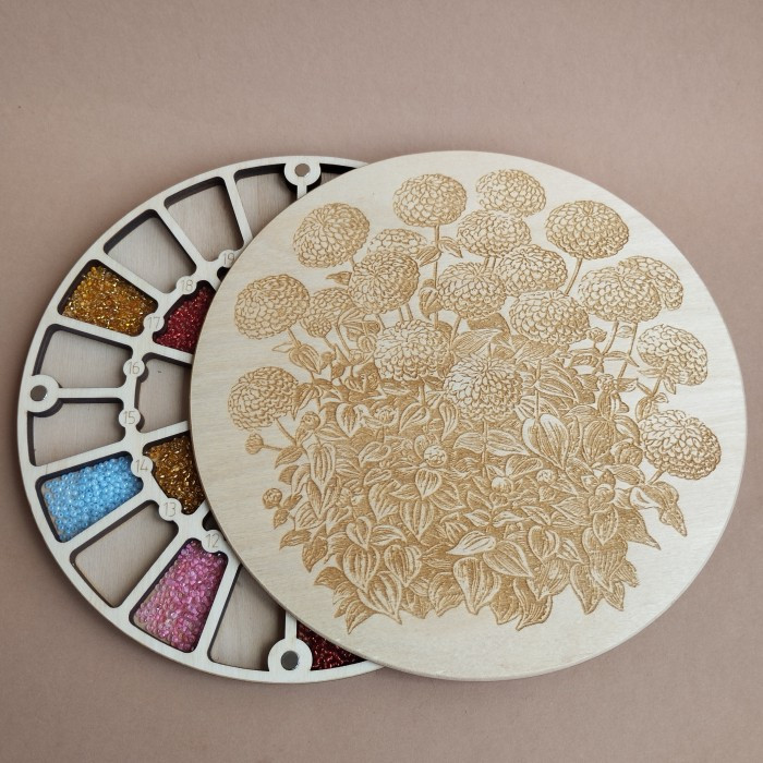 Органайзер для бісеру з дерев'яною кришкою на 32 клітинки (060419), фото 1