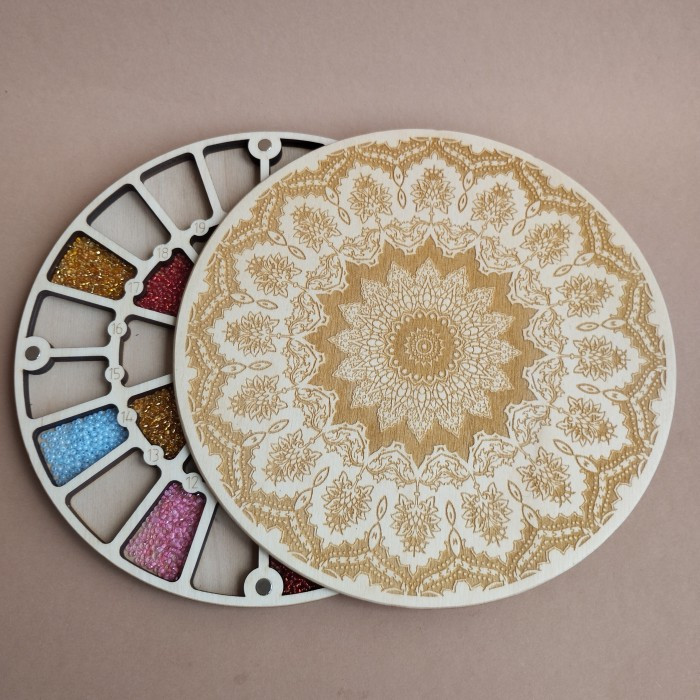 Органайзер для бісеру з дерев'яною кришкою на 32 клітинки (060426), фото 1