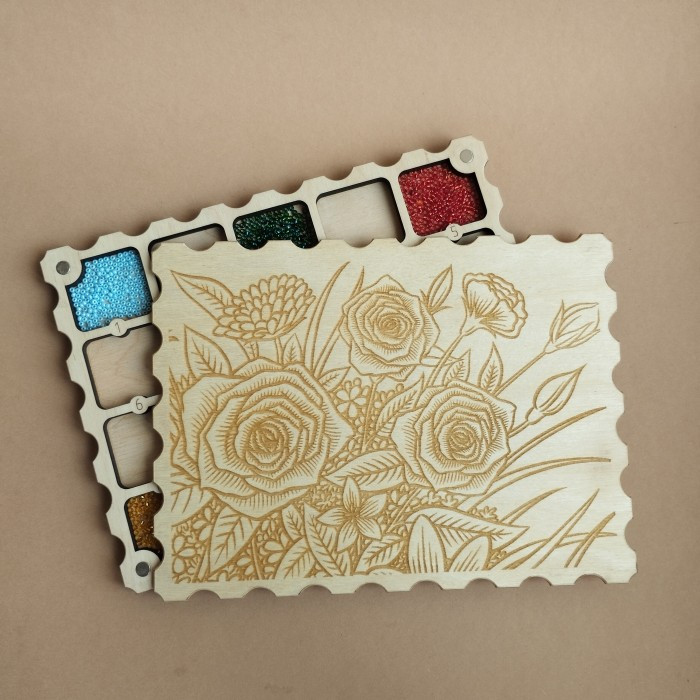 Дерев'яний органайзер для бісеру з кришкою на 20 комірок (060069), фото 1