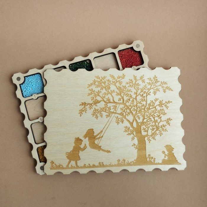 Дерев'яний органайзер для бісеру з кришкою на 20 комірок (060073), фото 1