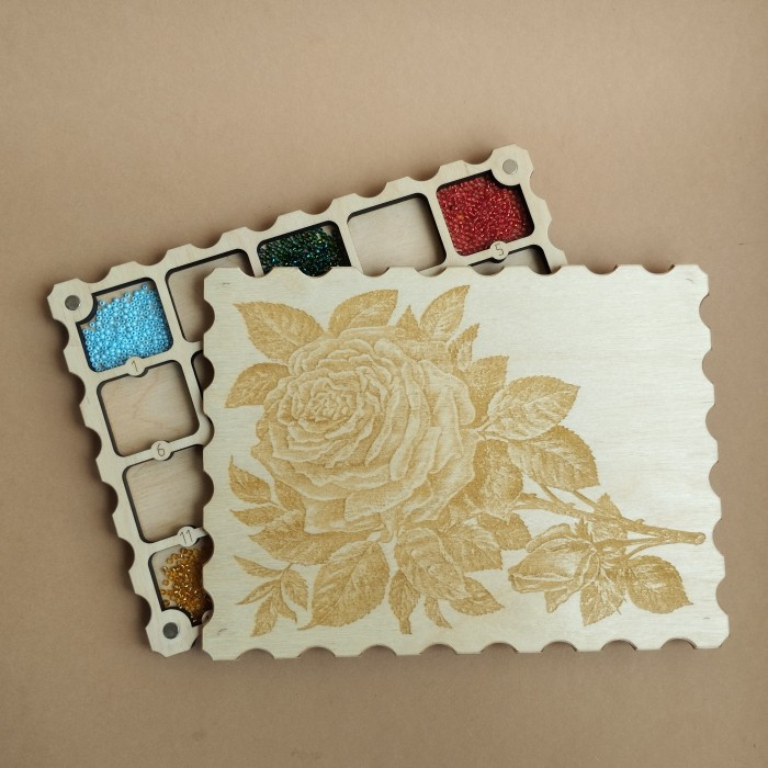 Дерев'яний органайзер для бісеру з кришкою на 20 комірок (060078), фото 1