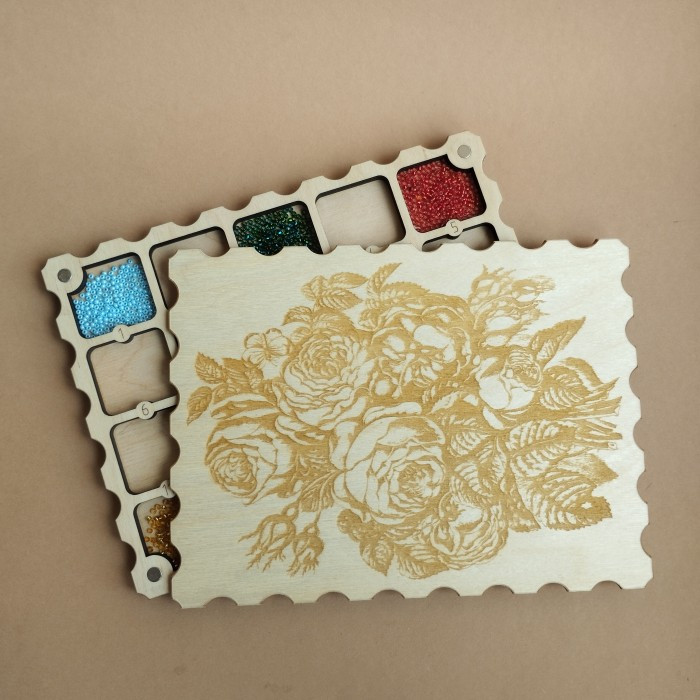 Дерев'яний органайзер для бісеру з кришкою на 20 комірок (060085), фото 1